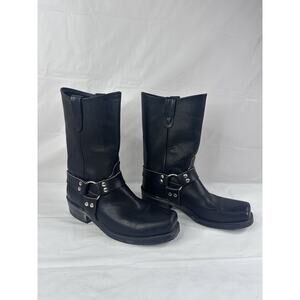 Double H Black Harness Boots Mens 10.5D Motorcycle Grunge Punk Riding Leather HH